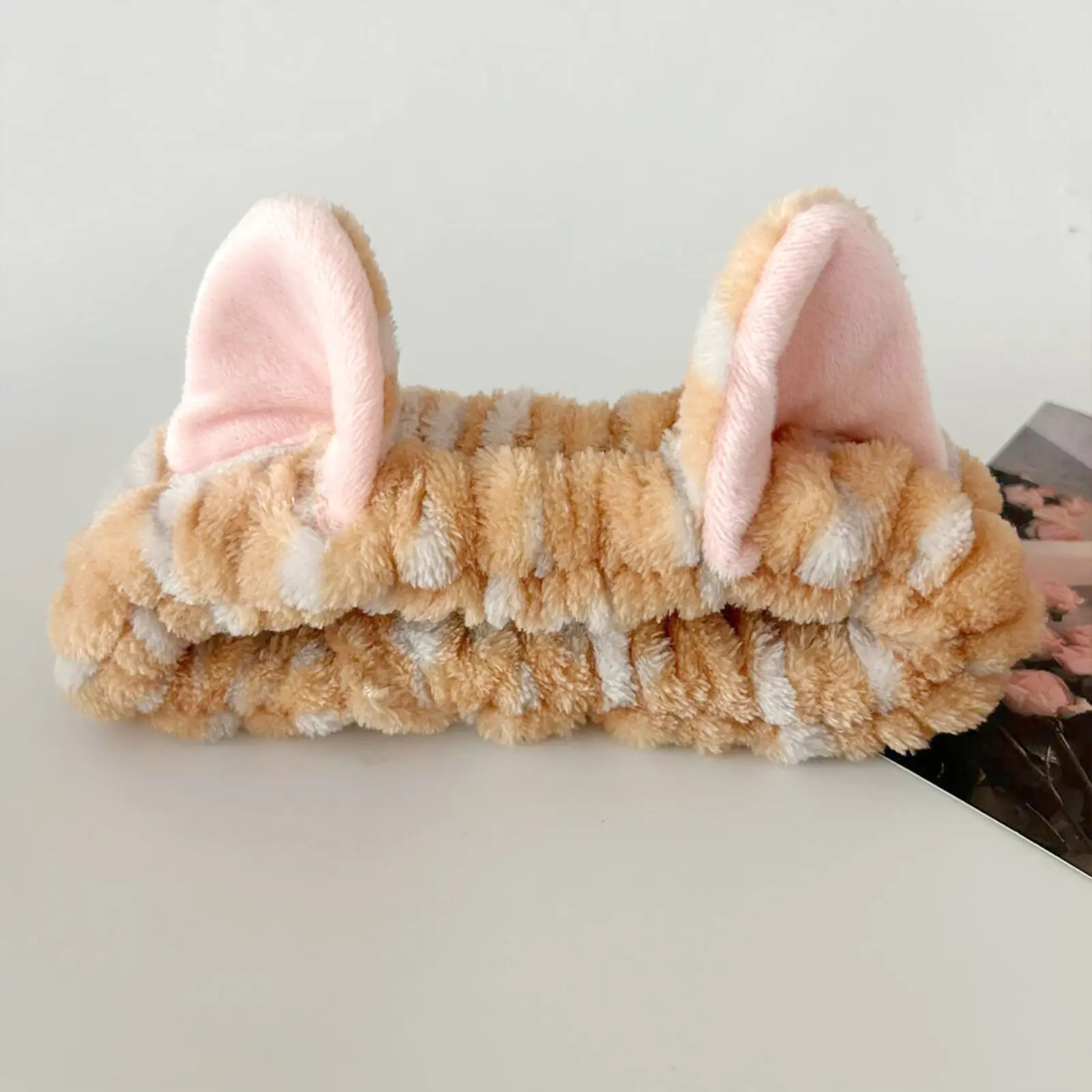 3pcs Wash Face Headband Soft Comfortable Plush Headband Wrist Strap Set For Girls Cartoon Cat Ear Shaped Wash Up Headband Kit