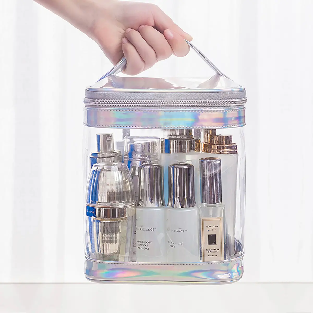 Transparent PVC Portable Cosmetic Bag Waterproof Toiletry Bag Travel Cosmetic Bag