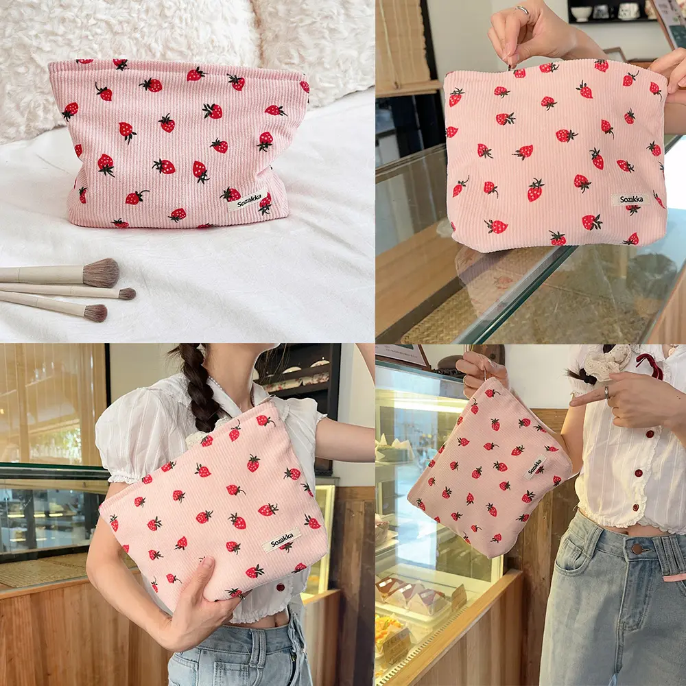 Makeup bag NEW SIMPLE corduroy SMALL PUT IN BAG WASH BAG LARGE capacity women 's skincare storage bag A-DH