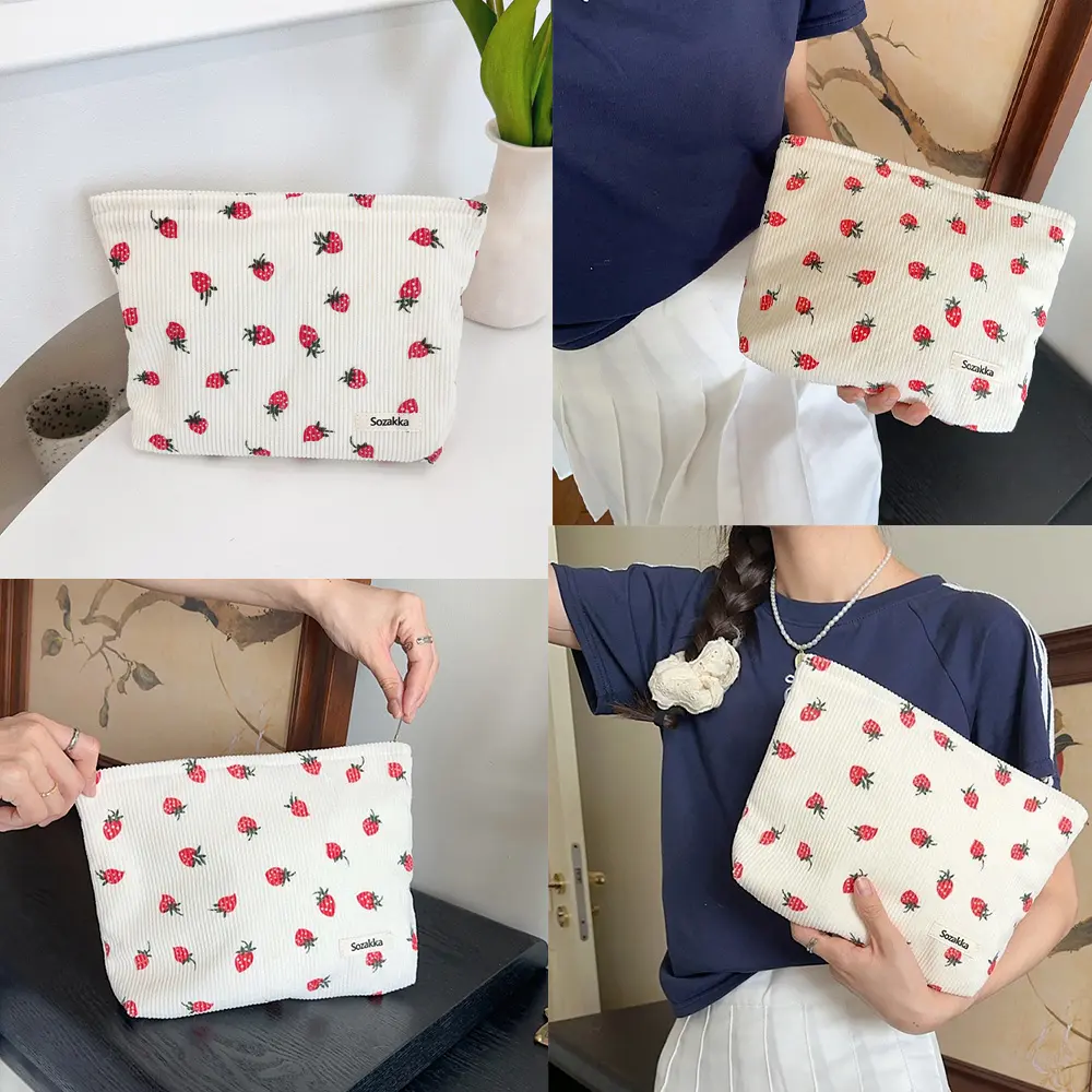 Makeup bag NEW SIMPLE corduroy SMALL PUT IN BAG WASH BAG LARGE capacity women 's skincare storage bag A-DH