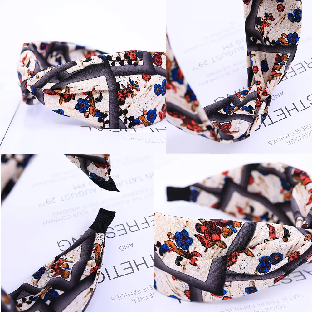 Fashion Print Leopard Headband Wide Cross Women Hairband Elastic Bow Hair Hoop Bands Bezel Top Knot Girls Hair Accessories