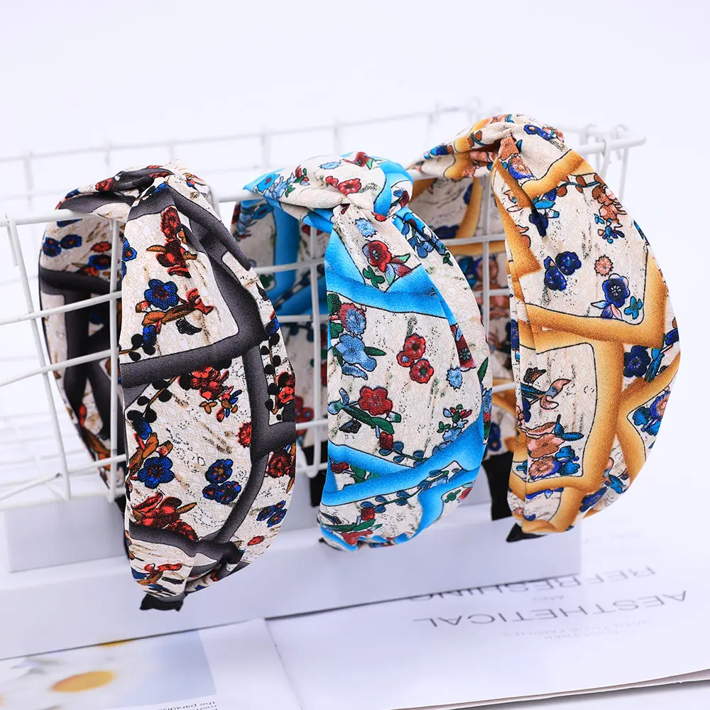 Fashion Print Leopard Headband Wide Cross Women Hairband Elastic Bow Hair Hoop Bands Bezel Top Knot Girls Hair Accessories