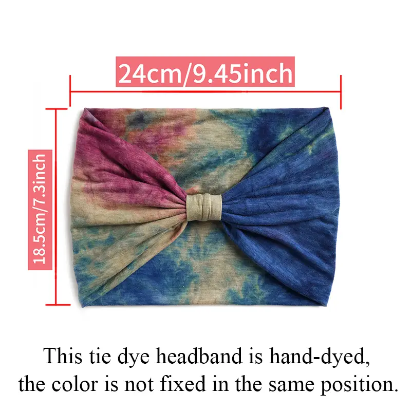 Tie-dye Boho Knot Turbans Yoga Elastic Head Wrap Women Headband Wide Hairbands Headwear Bandanas Fashion Hair Band Accessories