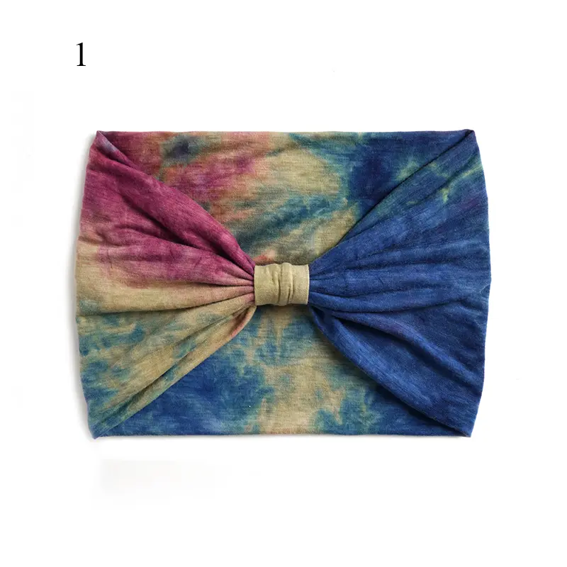 Tie-dye Boho Knot Turbans Yoga Elastic Head Wrap Women Headband Wide Hairbands Headwear Bandanas Fashion Hair Band Accessories