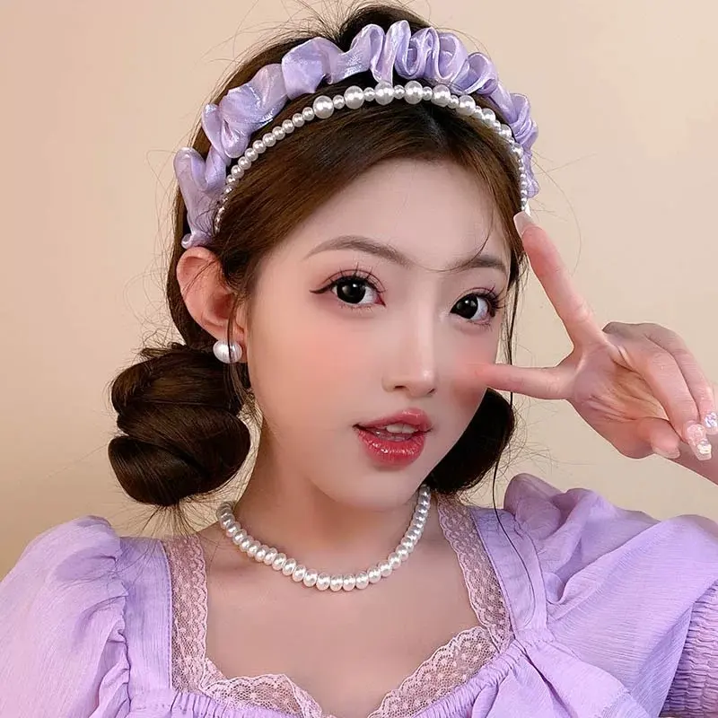 Purple Series Sponge Headband for Woman Elegant Temperament Wide Brim Hair Band Fashion Girl Makeup Headband Hair Accessories