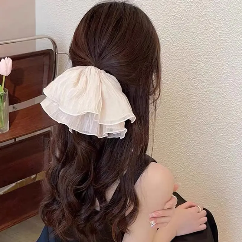New Design Large Pleated Hair Donut Frills Mesh Hair Accessory For Women ﻿