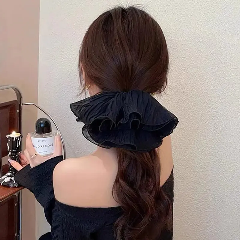 New Design Large Pleated Hair Donut Frills Mesh Hair Accessory For Women ﻿