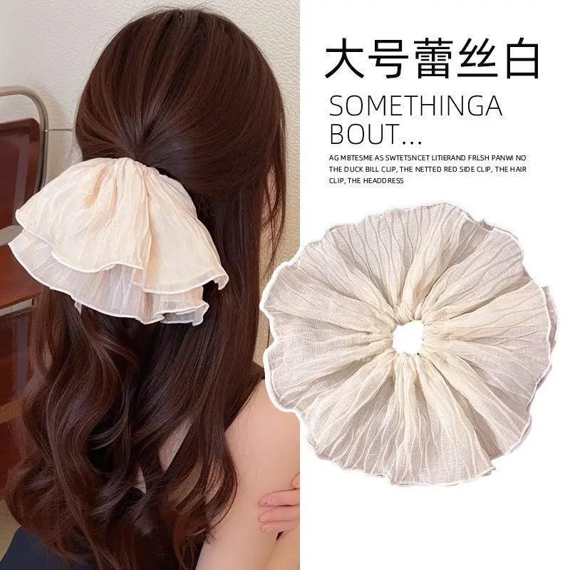 New Design Large Pleated Hair Donut Frills Mesh Hair Accessory For Women ﻿