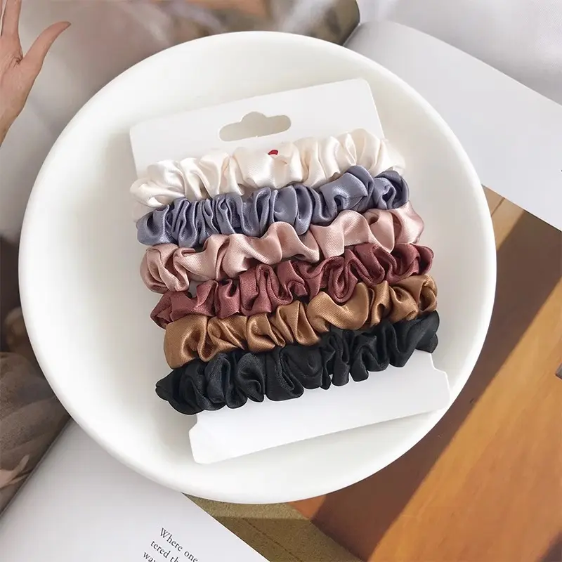 6Pcs Advanced and Elegant, Minimalist Simulation Silk Hair Loop, Versatile, High-end Tie Hair Rope, High Ponytail Leather Band.