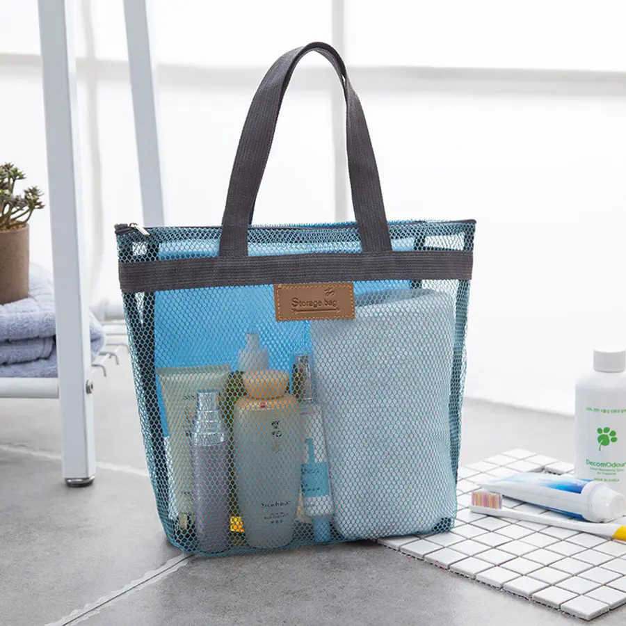 Mesh Makeup Toiletry Storage Bags Handbags Portable Travel Washing Body Shower Tools Organizer Hanging Cosmetic Organizer Pouch
