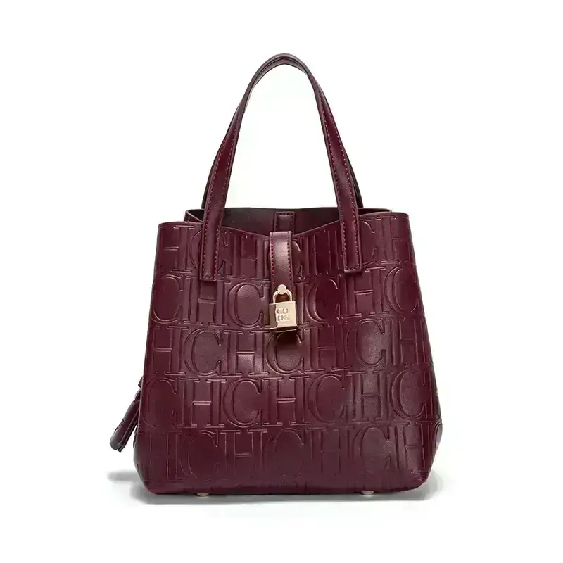 CH Large Capacity Handbag Luxury Brand Temperament Letter Print with Lock Design 2025 Trendy Women's Crossbody Bag