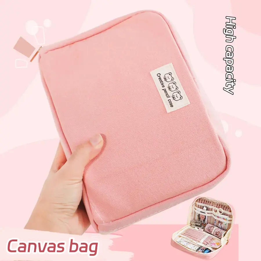 Kawaii Pencil Case Large Capacity Ladies Cosmetic Makeup Bag Pen Pouch Box For Girls Japanese Korean Schools Offices Supplies