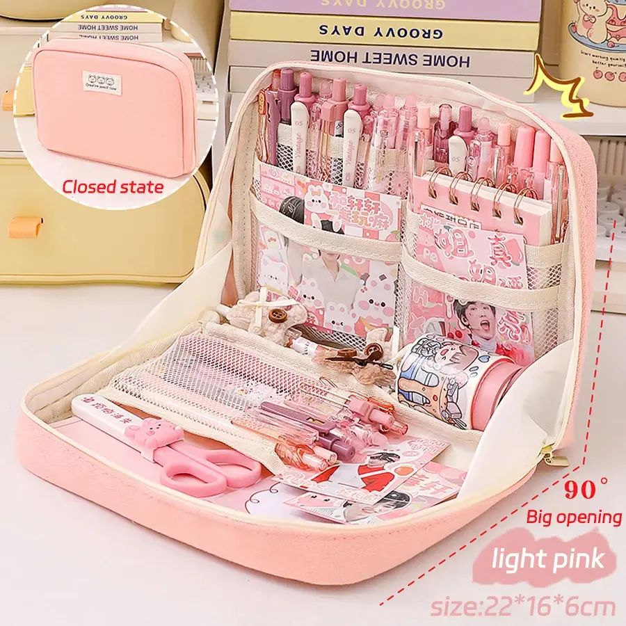 Kawaii Pencil Case Large Capacity Ladies Cosmetic Makeup Bag Pen Pouch Box For Girls Japanese Korean Schools Offices Supplies