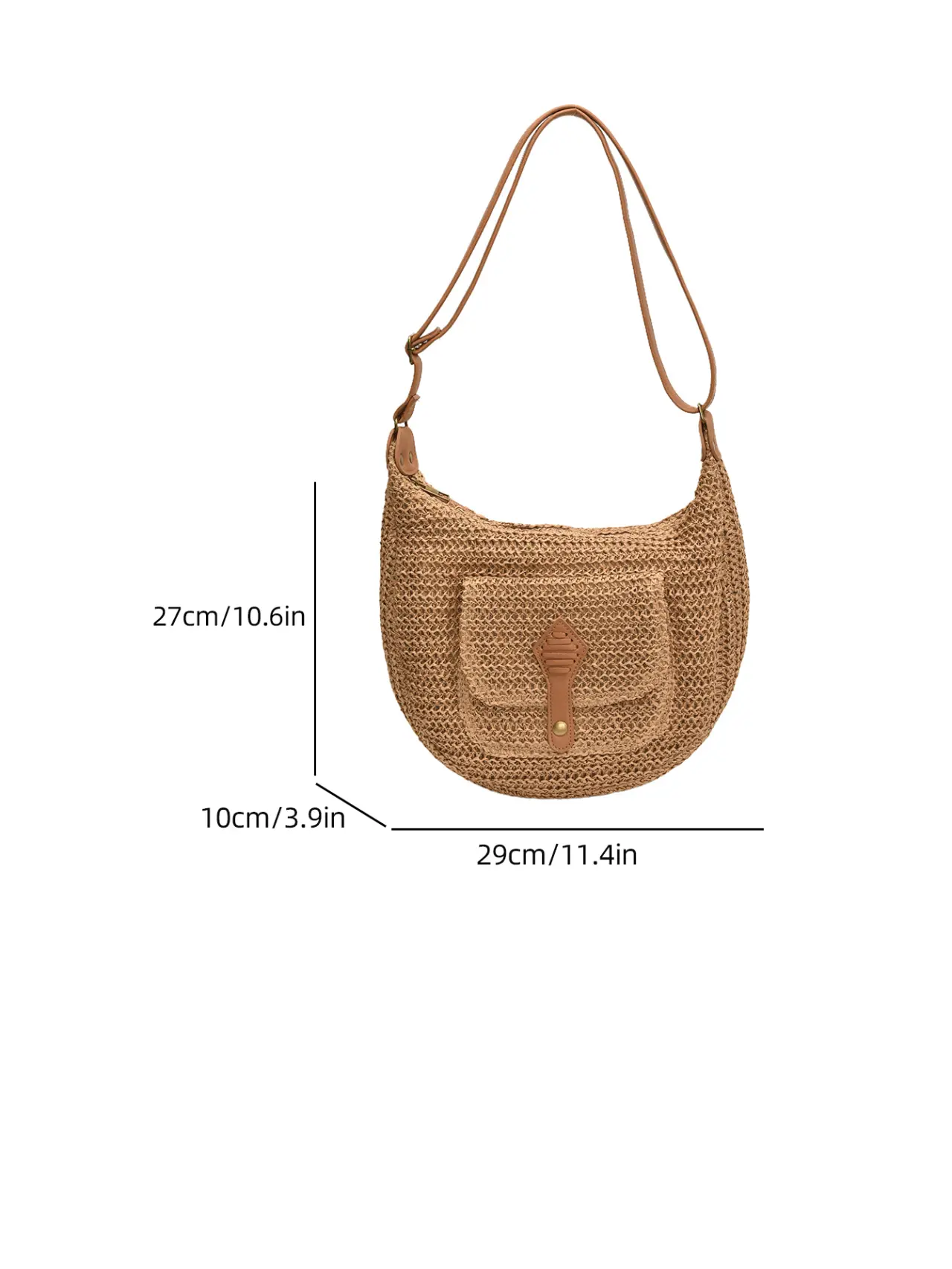 Fashionable Retro Large Capacity Woven Bag Beach Vacation Beachside Straw Single Shoulder Slant Crossbody Bag