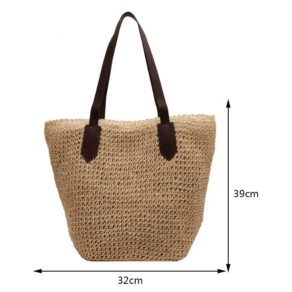 Women Shouder Bag Bohemian Straw Underarm Bag Summer Beach Woven Armpit Bag Large Casual Knitted Bag Shopping Bags