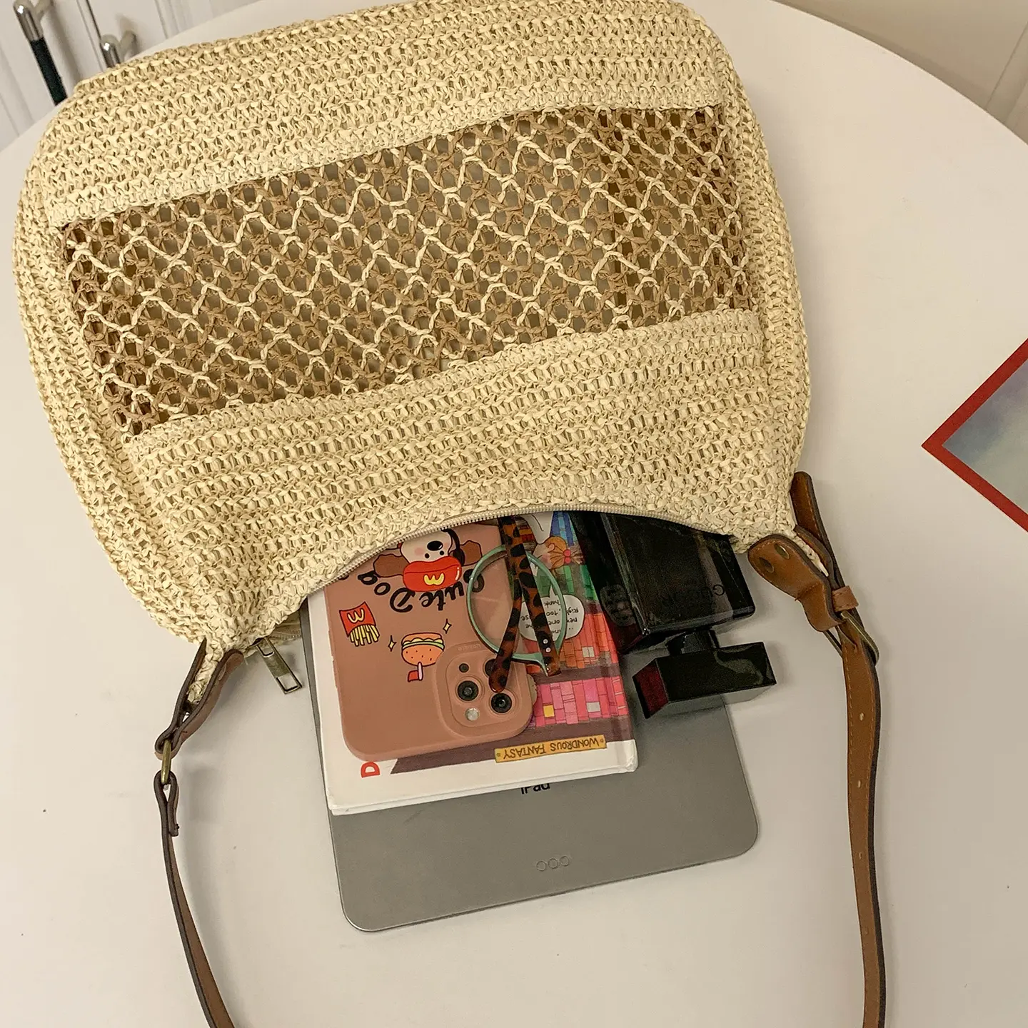 Clouds Love2025 New Women's Hand - Woven Beach Vacation Shoulder Bag, Large - Capacity Crossbody Tote Straw Bag