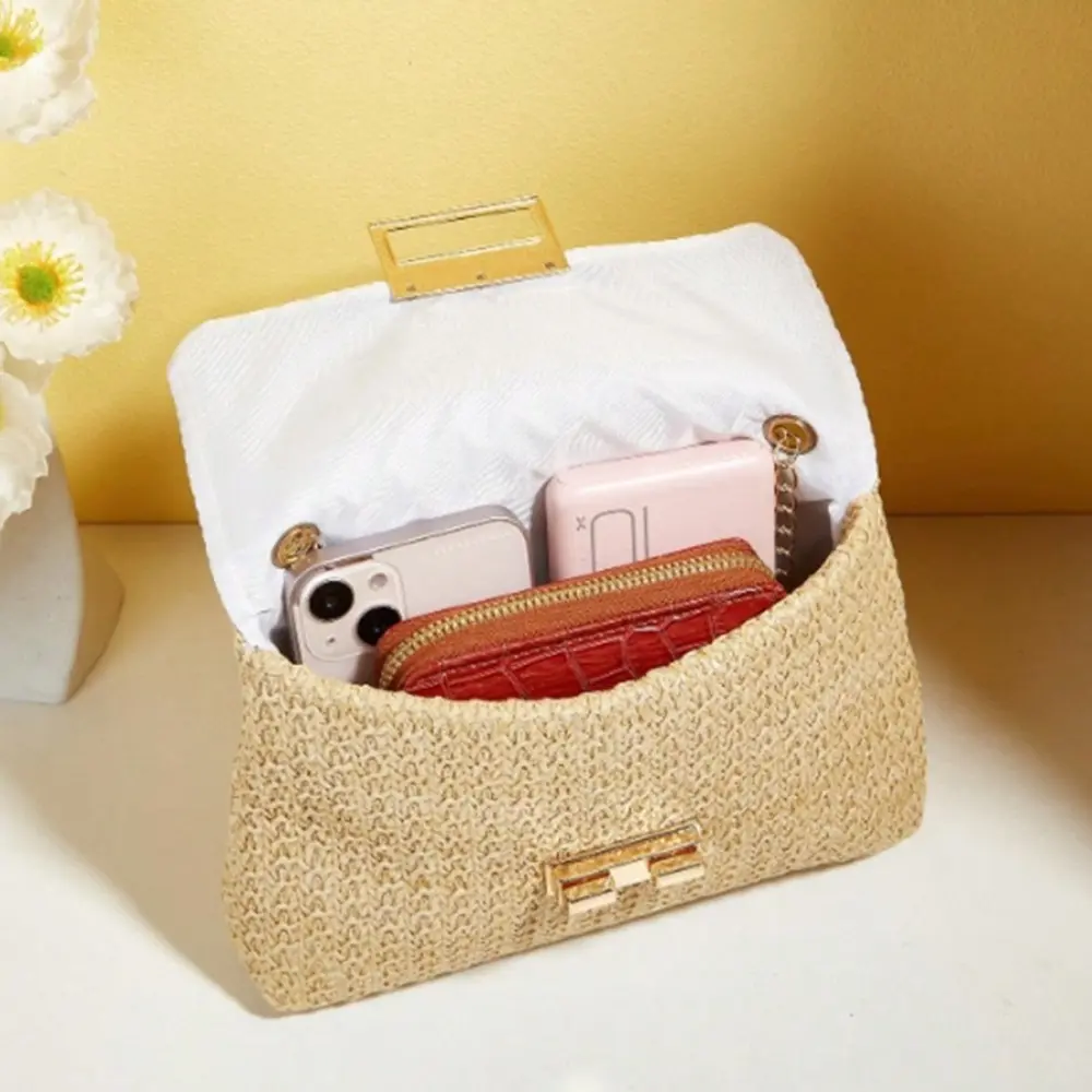 Fashion Straw Shoulder Bag Woven High Capacity Clutch Handbag Handmade Crossbody Bag Women