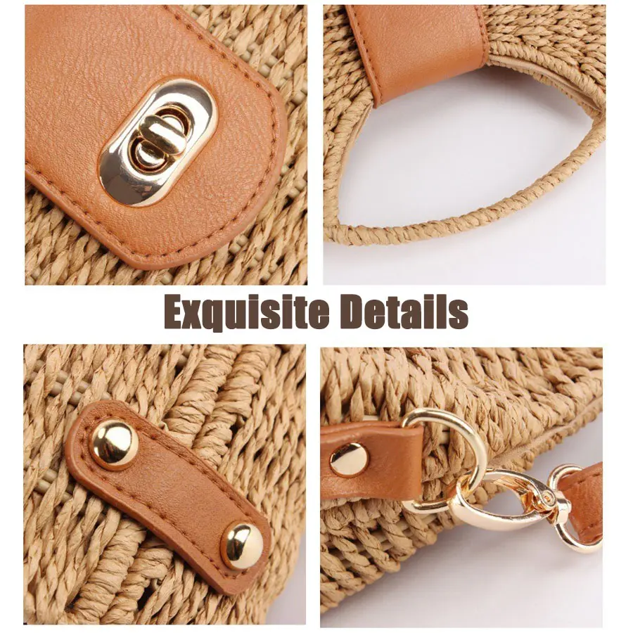 Casual Woven Basket Bags Women Handbags Handmade Summer Beach Bag Straw Shoulder Crossbody Bag 2025