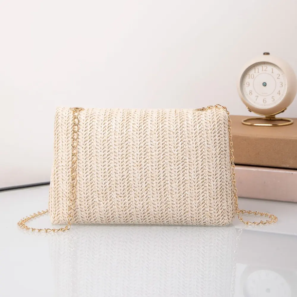 Fashion Straw Shoulder Bag Woven High Capacity Clutch Handbag Handmade Crossbody Bag Women
