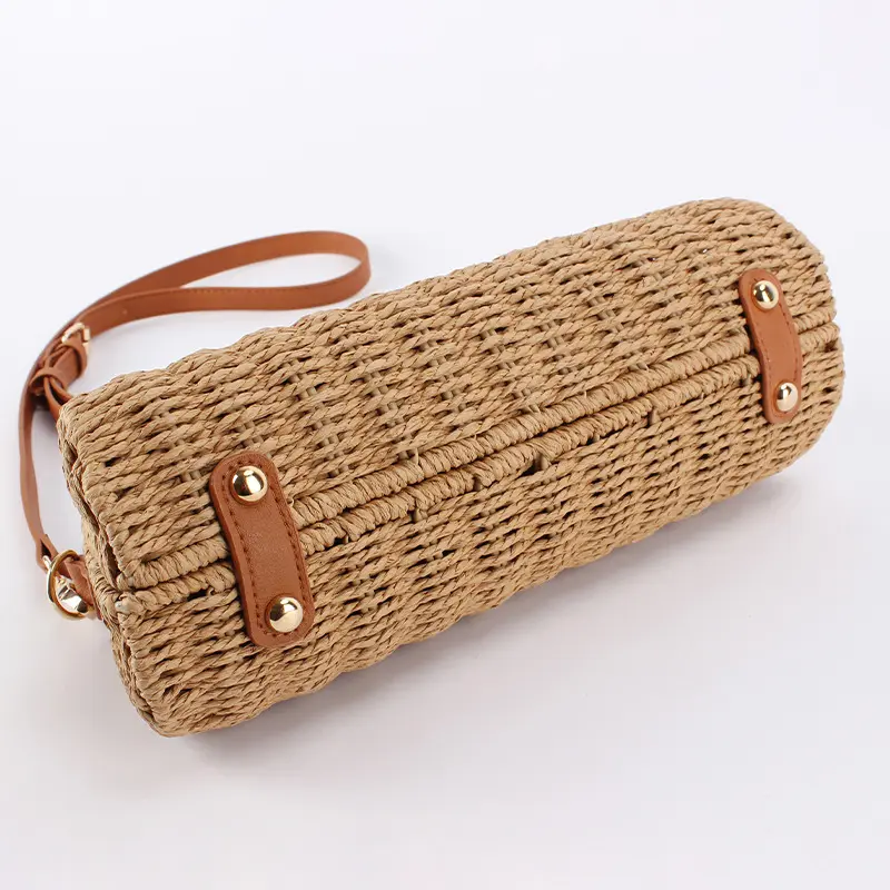 Casual Woven Basket Bags Women Handbags Handmade Summer Beach Bag Straw Shoulder Crossbody Bag 2025