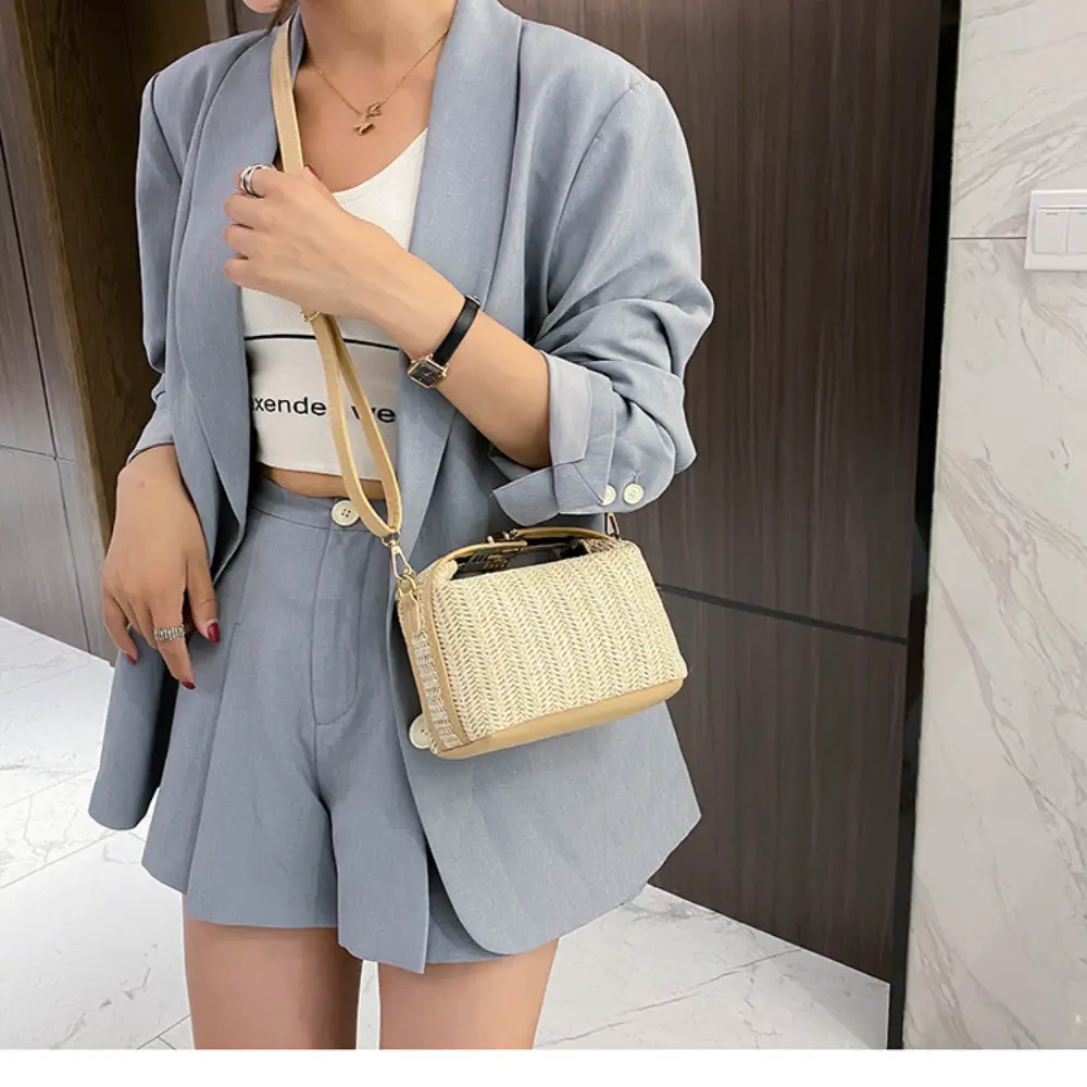 Summer Women Straw Woven Handbag Beach Casual Shoulder Bag Large Capacity Tote Clutch Bags Fashion Ladies Crossbody Bag Vacation