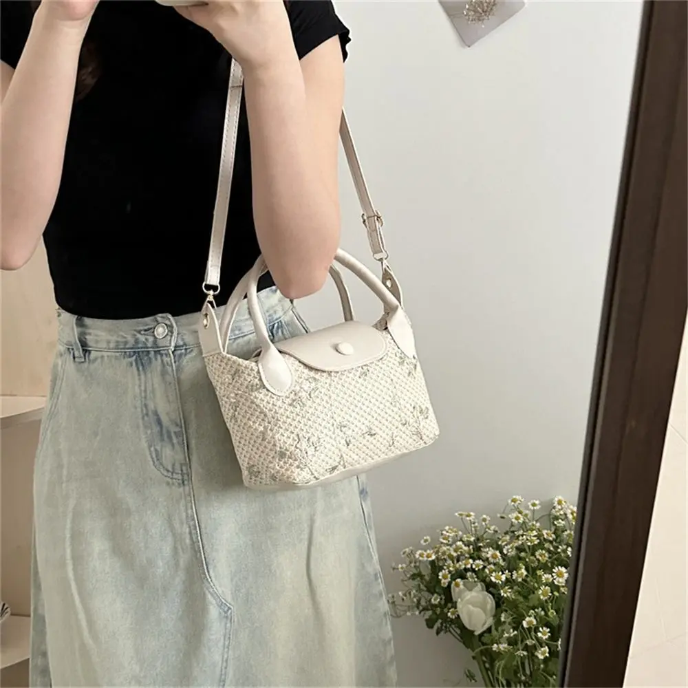 Handmade Braid Straw Bag Large Capacity Shoulder Bags Rattan Woven Handbags Messenger Bag Fashion Summer Beach Crossbody Bag