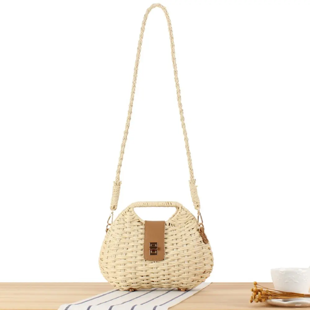 Woven Elegant Straw Woven Bag New Solid Color Shoulder Bag Crossbody Bag