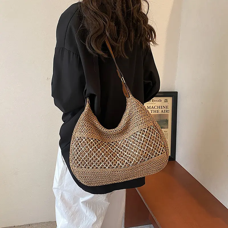 Summer beach vacation beach bag, large capacity woven bag, women's new casual versatile single shoulder crossbody bag