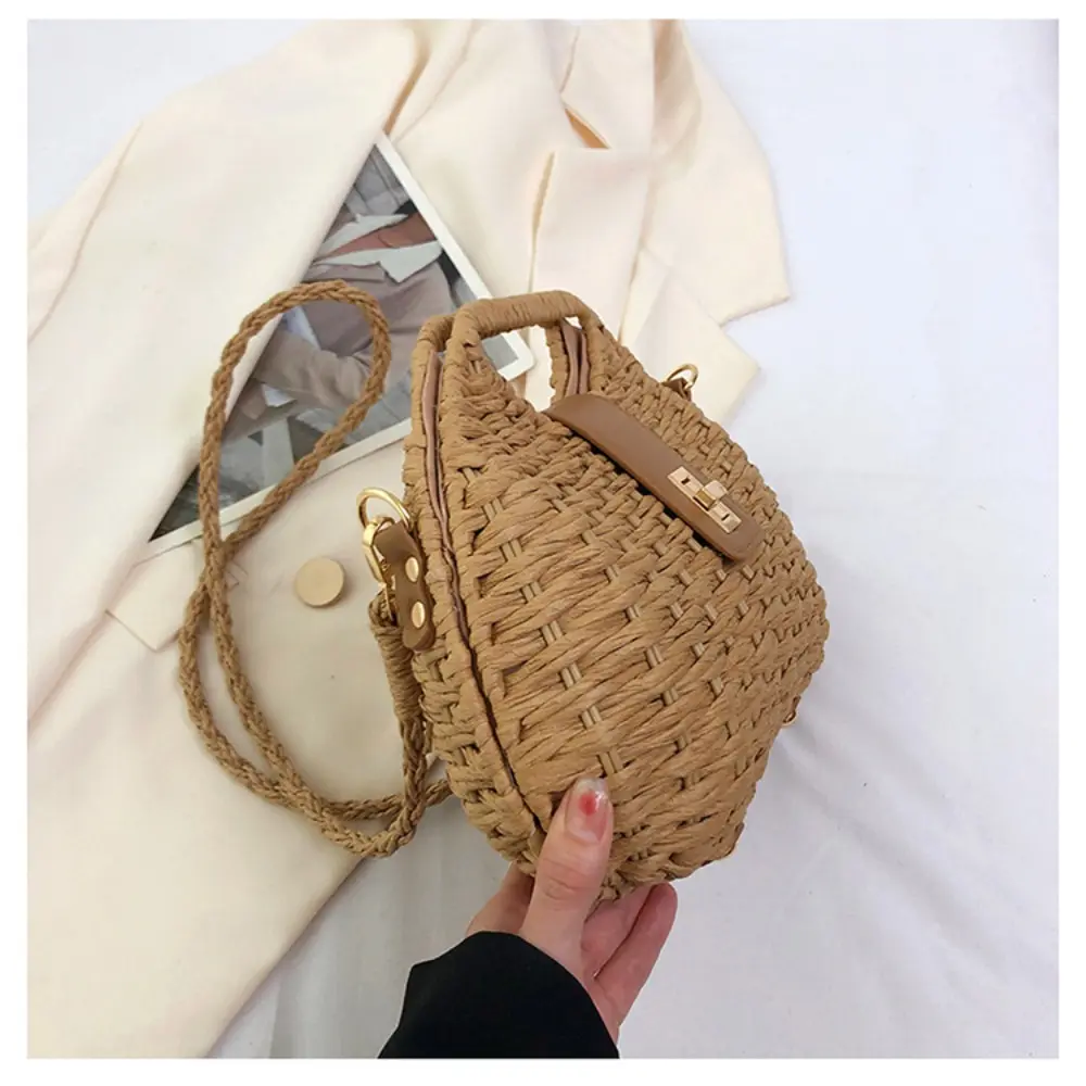 Woven Elegant Straw Woven Bag New Solid Color Shoulder Bag Crossbody Bag