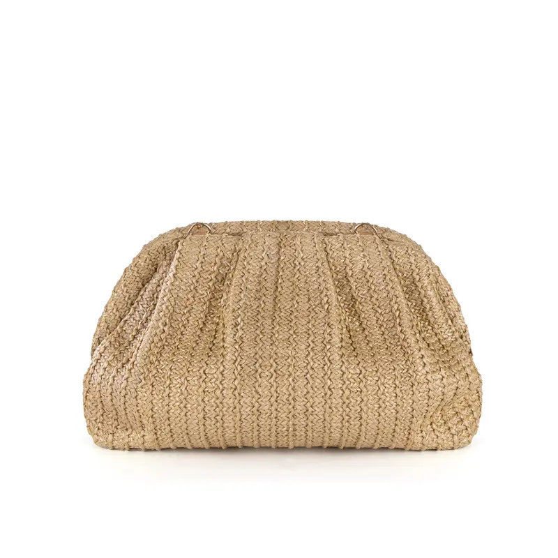 casual shell straw clutch bag for women chains shoulder crossbody bags summer beach bag small phone purses for party 2024