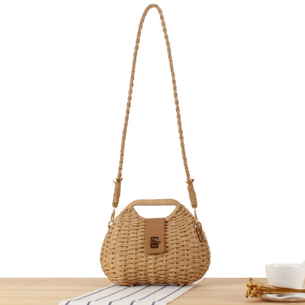 Woven Elegant Straw Woven Bag New Solid Color Shoulder Bag Crossbody Bag