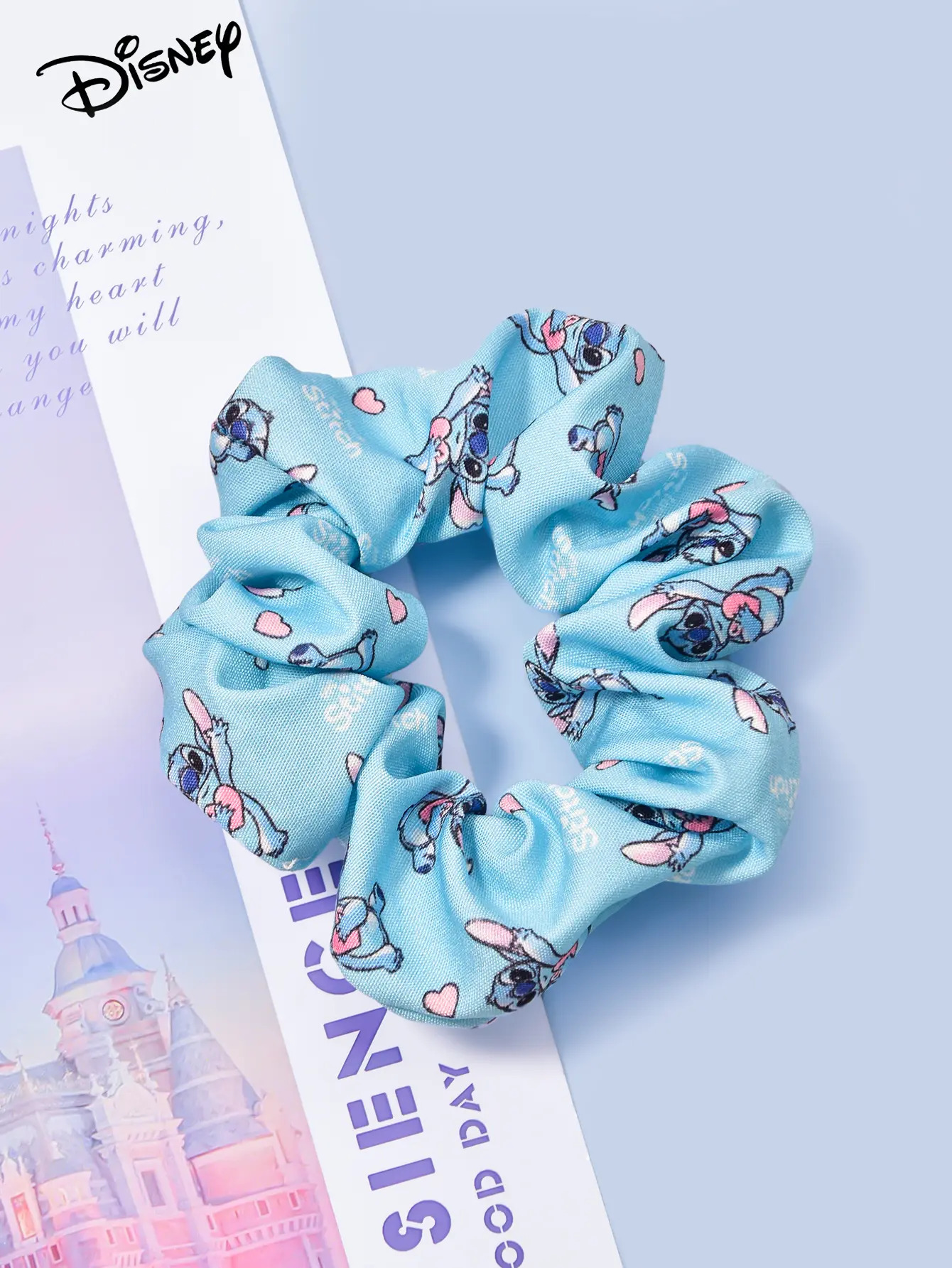 3 Disney Stitch digital print large elastic hair bands, perfect for parties, back-to-school day and as gifts for teenagers.