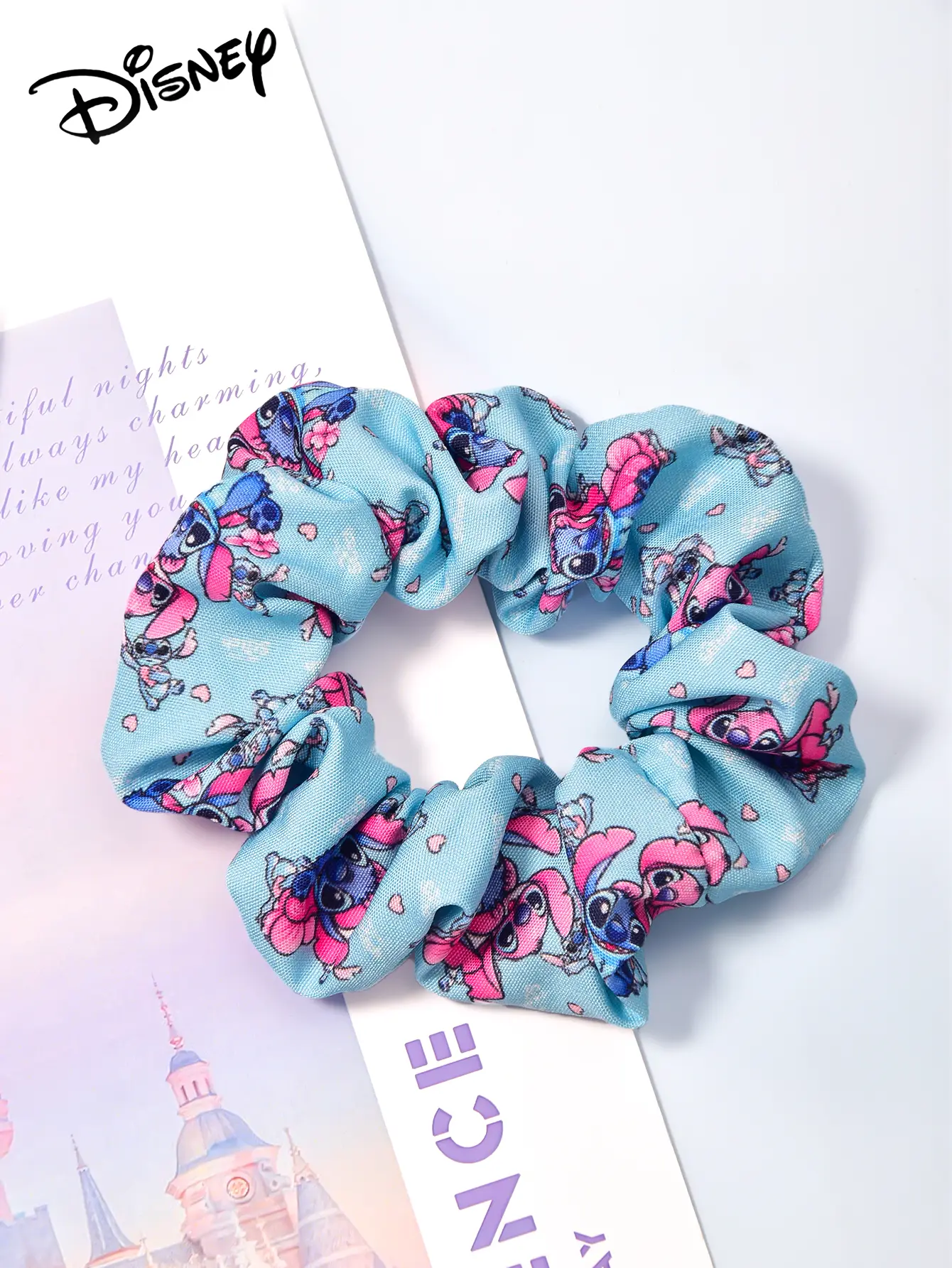 3 Disney Stitch digital print large elastic hair bands, perfect for parties, back-to-school day and as gifts for teenagers.