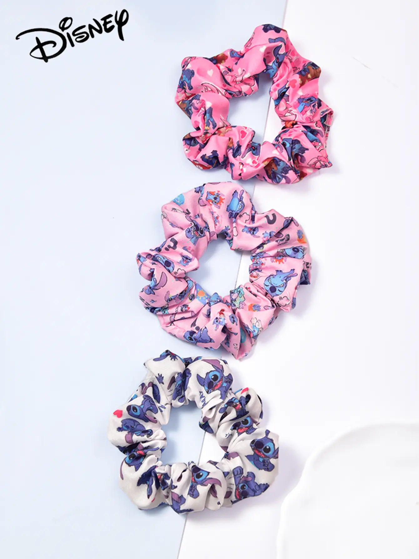 3 Disney Stitch digital print large elastic hair bands, perfect for parties, back-to-school day and as gifts for teenagers.