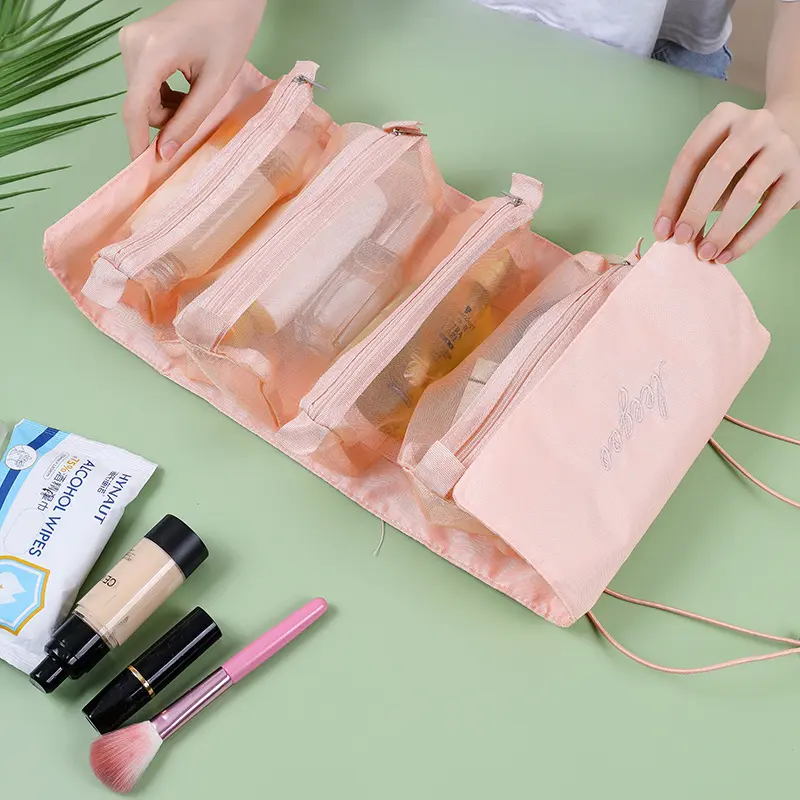 4 in 1 Makeup Bags Detachable Cosmetic Bag Portable Large Capacity  Portable Folding Travel Cosmetics Storage Toiletry Bag