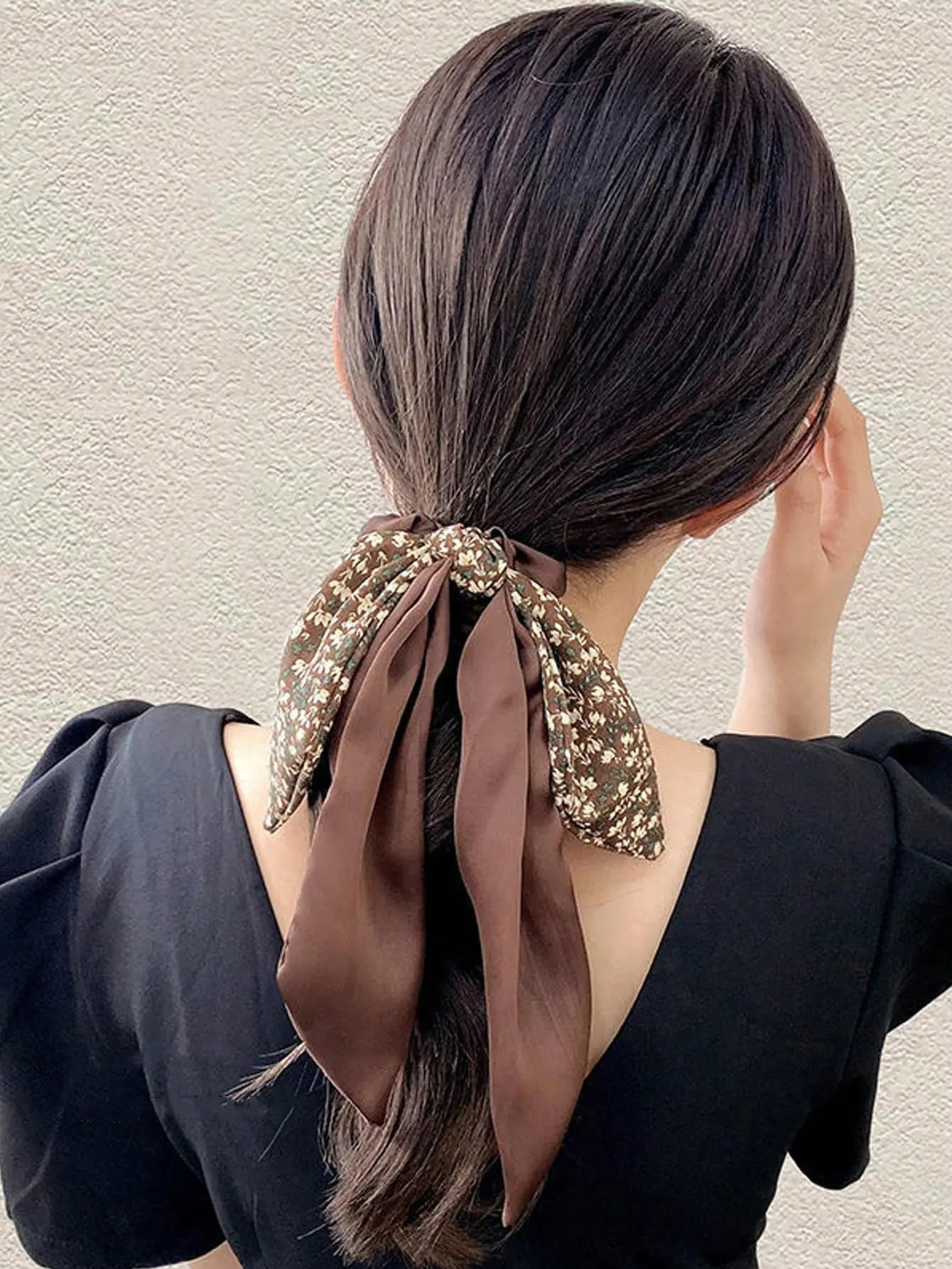 1/2/3Pcs Women's Vintage French Fashion Simple & Elegant Ponytail Bow Ribbon Hair Scrunchie, BohoScrunch Hair Ties For Daily