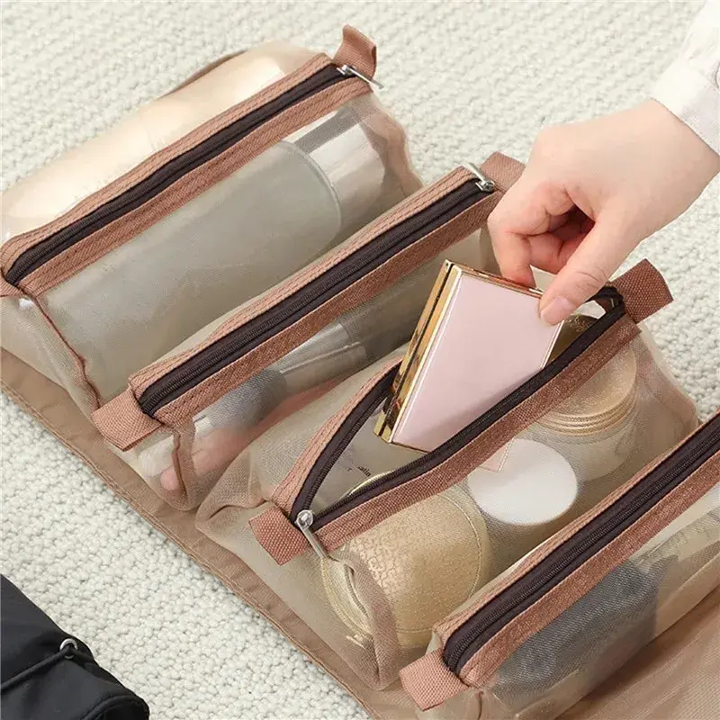 4 in 1 Makeup Bags Detachable Cosmetic Bag Portable Large Capacity  Portable Folding Travel Cosmetics Storage Toiletry Bag