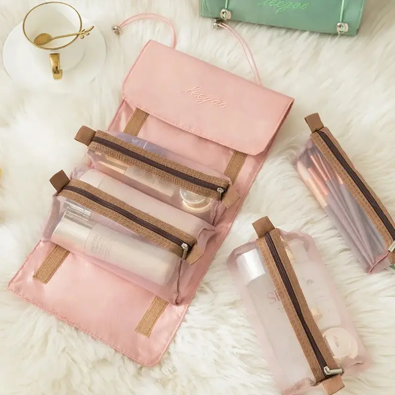 4 in 1 Makeup Bags Detachable Cosmetic Bag Portable Large Capacity  Portable Folding Travel Cosmetics Storage Toiletry Bag