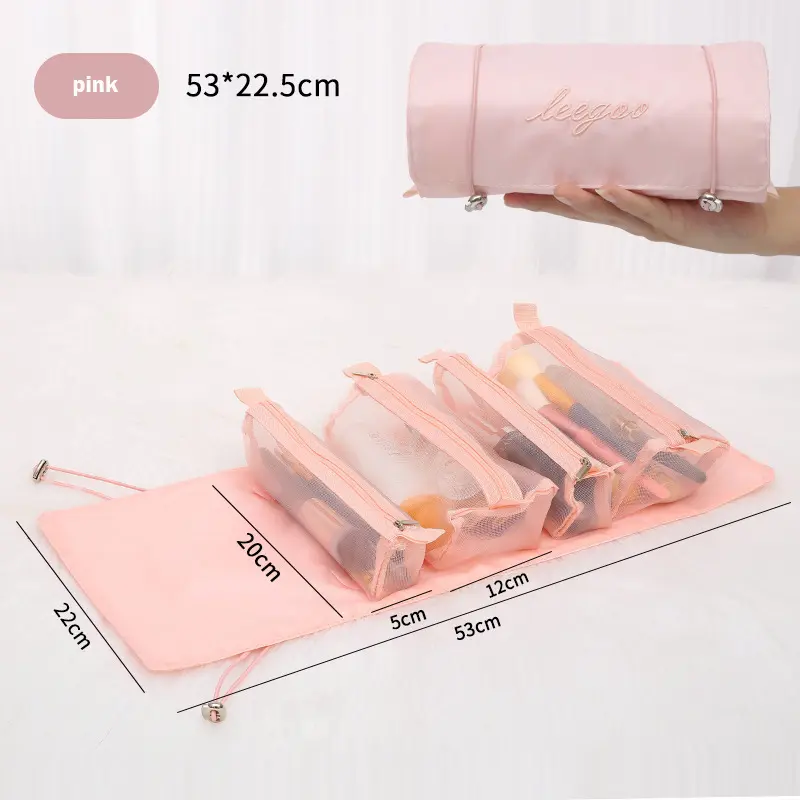4 in 1 Makeup Bags Detachable Cosmetic Bag Portable Large Capacity  Portable Folding Travel Cosmetics Storage Toiletry Bag