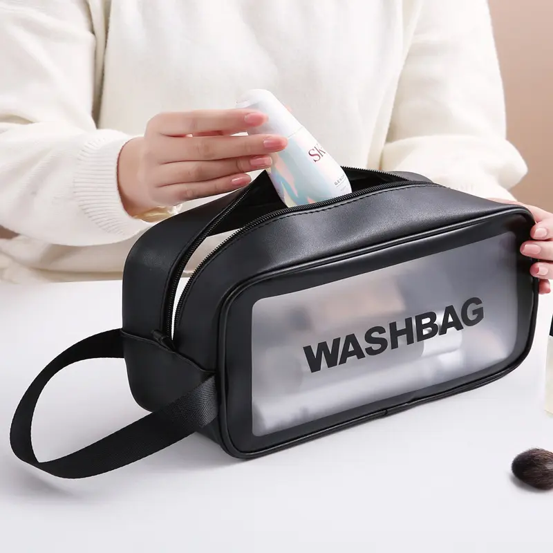 Portable Cosmetic Waterproof Bag Large Capacity Dust Proof Make Up Storage Handbags PVC Fashion Transparent Travel Bags