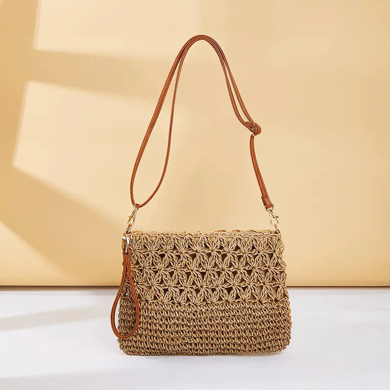 Straw Crossbody Bags for Women Summer Woven Shoulder Bag Purse Raffia Beach Wristlet Crochet Handbag Purse for Women
