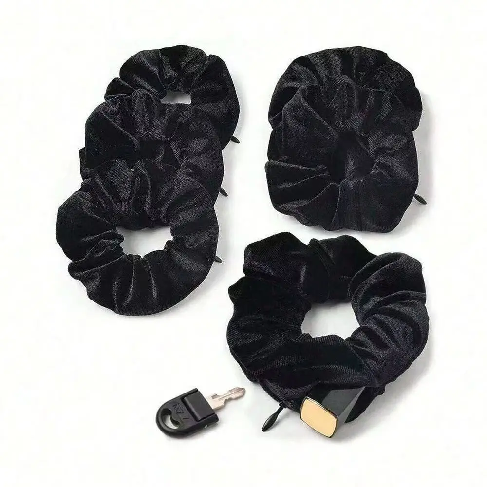 Fashionable Sporty Velvet Hair Ties with Zipper Pockets Large Loop Hair Bands Hair Accessories for Women