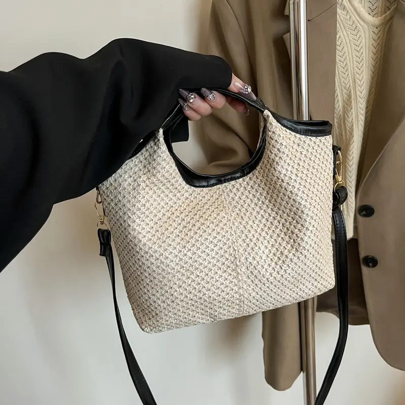 Fashion Summer Straw Handbags Women's Shoulder Bags For Daily Used/Commuter, Casual Travel Crossbody Top-handle Bag