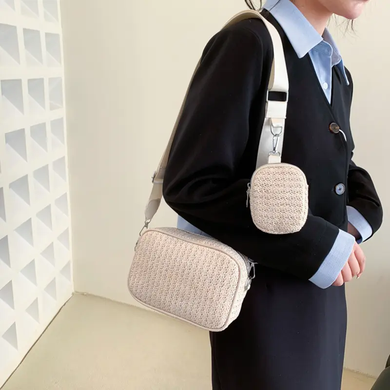 Hot Selling New Small Bag Straw Woven Bag Women's Simple Crossbody Bag Holiday Beach Bag Handheld Woven Bag Fashion Shoulder Bag