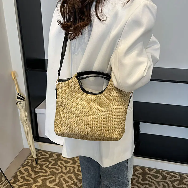 Fashion Summer Straw Handbags Women's Shoulder Bags For Daily Used/Commuter, Casual Travel Crossbody Top-handle Bag