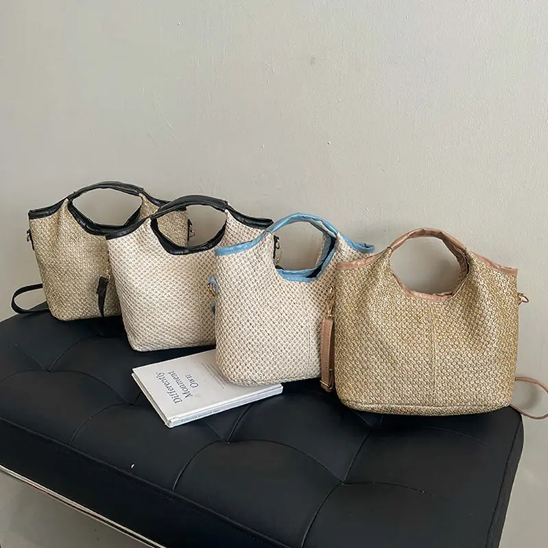 Fashion Summer Straw Handbags Women's Shoulder Bags For Daily Used/Commuter, Casual Travel Crossbody Top-handle Bag