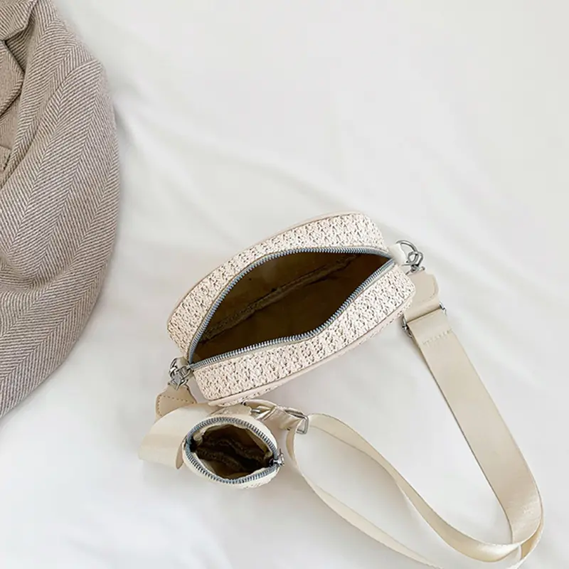 Hot Selling New Small Bag Straw Woven Bag Women's Simple Crossbody Bag Holiday Beach Bag Handheld Woven Bag Fashion Shoulder Bag