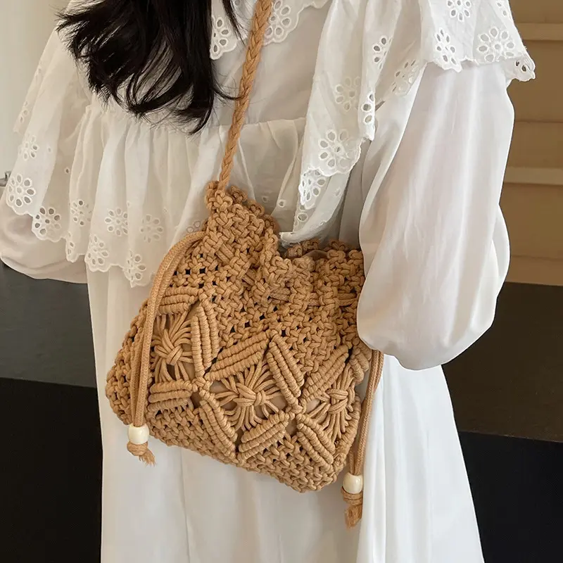 Woven bag, fashionable and versatile, Western style single shoulder armpit bag, hand-held straw woven bag, vacation beach bag, t