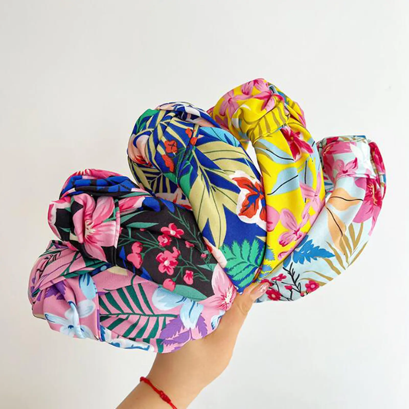 PROLY New Fashion Headband For Women Wide Side Flower Headwear Summer Center Knot Casual Turban Hair Accessories
