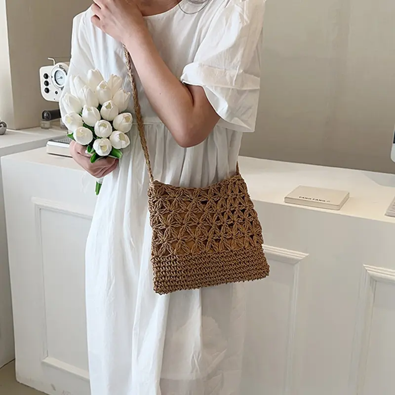 Small Fresh Crossbody Bag, Women's Bag, Straw Woven Shoulder Bag, Niche And Versatile Woven Bag, Simple And Fashionable Handbag